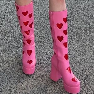 Dolls Kill heart gogo boots Retro Romance Go Go Boots Sugar Thrillz